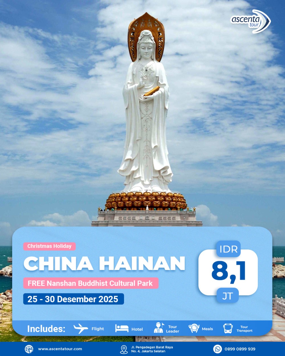 Tour China Hainan 6D (WITH NANSHAN BUDDHISM CULTURAL TOURISM ZONE)