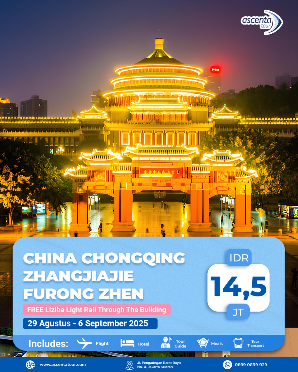 Tour China Chongqing Zhangjiajie Furong Zhen 9D7N