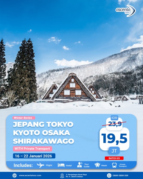 Tour Jepang Tokyo Osaka Kyoto Shirakawago 7D5N (Copy)