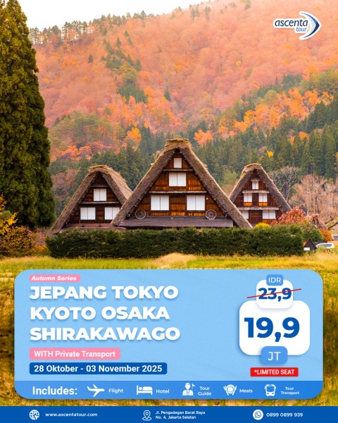 Tour Jepang Tokyo Kyoto Osaka Shirakawago 7D5N