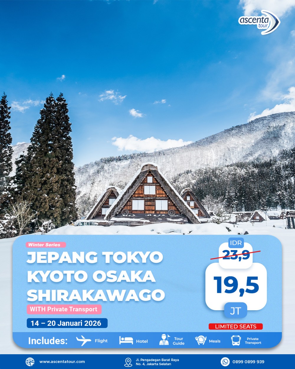 Tour Jepang Tokyo Osaka Kyoto Shirakawago 7D5N