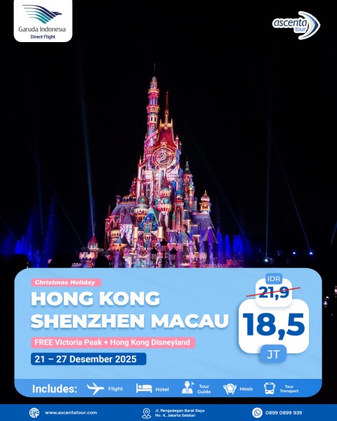 Tour Hong Kong Shenzhen Macau Year End 7D (with DISNEYLAND)